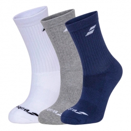 3 PARES DE CALCETINES BABOLAT TRICOLOR BLANCO MARINO GRIS