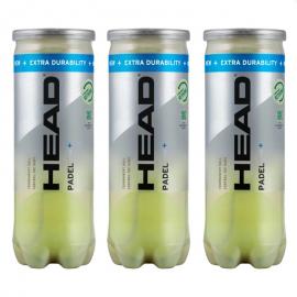 PACK 3 BOTES DE 3 PELOTAS HEAD PADEL PRO+